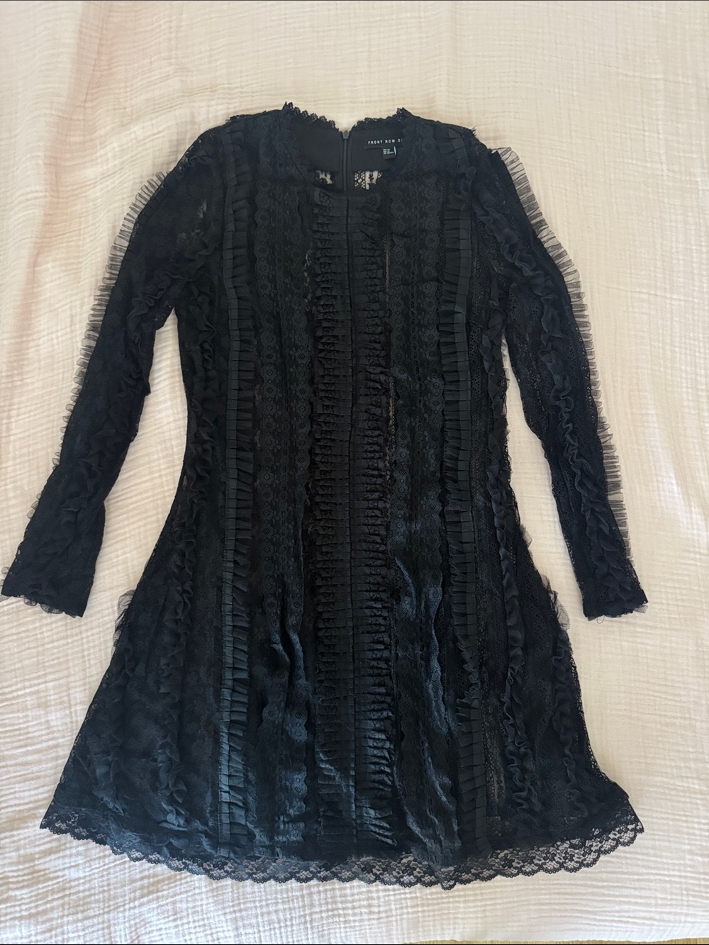 Front row Black Lace Long-Sleeve A-Line Dress